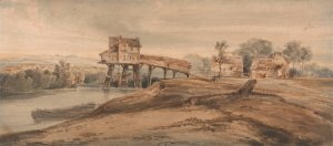 The Watermill Above the Bridge at Charenton by Francois Louis Thomas Francia Oil Painting