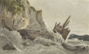 Wrak op hoge golven by Francois Louis Thomas Francia Oil Painting