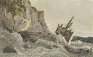 Wrak op hoge golven by Francois Louis Thomas Francia Oil Painting