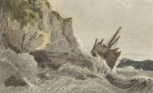 Wrak op hoge golven  by Francois Louis Thomas Francia - Hand-Painted Oil Painting Reproduction