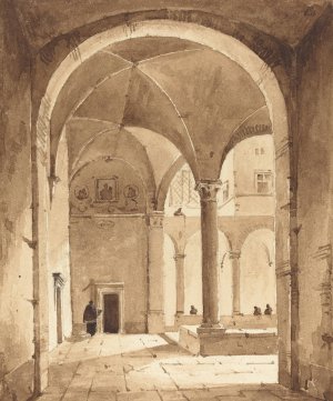 A Cloister by Francois-Marius Granet Oil Painting