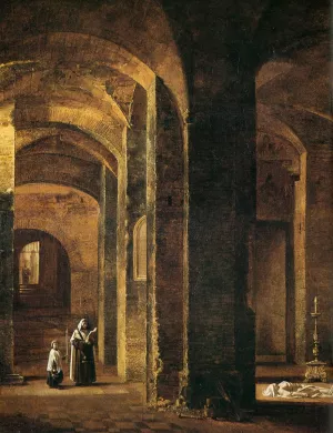Crypt of San Martino ai Monti, Rome Detail by Francois-Marius Granet - Oil Painting Reproduction