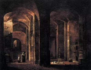 Crypt of San Martino ai Monti, Rome by Francois-Marius Granet - Oil Painting Reproduction