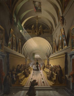 Interior of a Capuchin Convent by Francois-Marius Granet Oil Painting