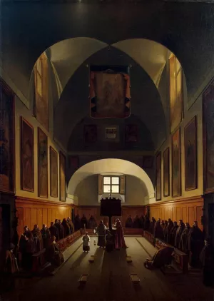 Interior of the Choir in the Capuchin Church on the Plazza Barberini in Rome painting by Francois-Marius Granet