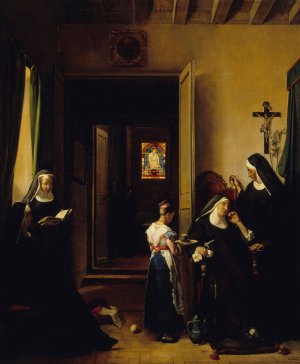 La Religieuse malade by Francois-Marius Granet Oil Painting