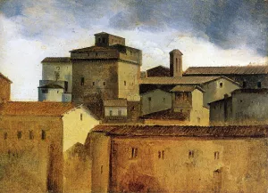 Rooofs of Rome with a Square Tower by Francois-Marius Granet - Oil Painting Reproduction