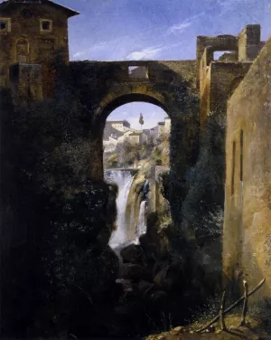 The San Rocco Bridge and the Grand Waterfall at Tivoli painting by Francois-Marius Granet