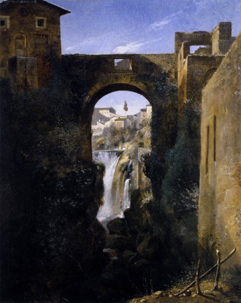 Main Product Photo of The San Rocco Bridge and the Grand Waterfall at Tivoli Painting by Francois-Marius Granet