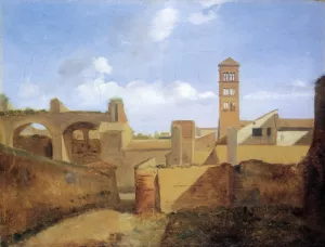 View of the Church of Santa Francesca Romana and the Basilica of Constatine by Francois-Marius Granet Oil Painting