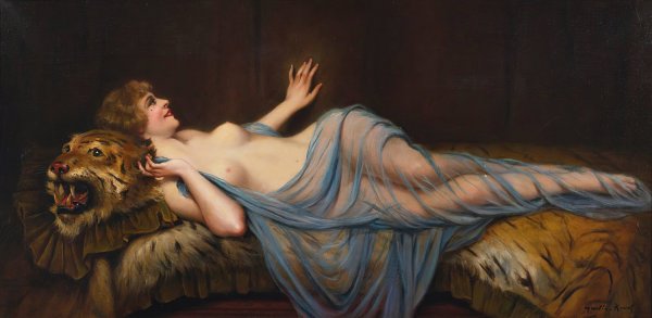 Main Product Photo of Femme au tigre Painting by Francois Martin-Kavel