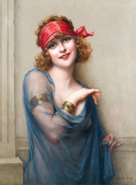 Main Product Photo of Le voile bleu Painting by Francois Martin-Kavel