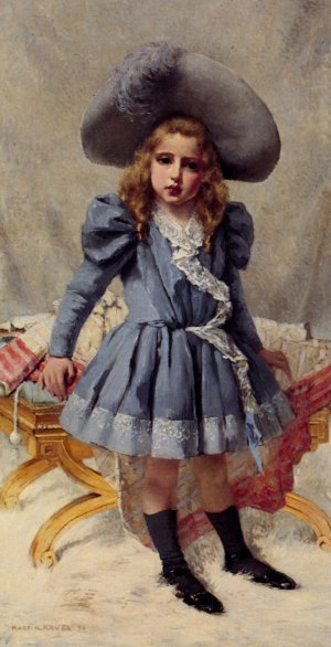 Petite Fille en Bleu by Francois Martin-Kavel Oil Painting