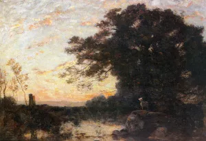 A Forest Sunset by Francois Maury - Oil Painting Reproduction