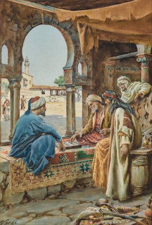 The Game Of draughts by Francois Nardi Oil Painting