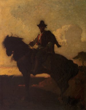 Berger a cheval dans la campagne de Rome by Francois-Nicolas Chifflart Oil Painting