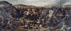 La bataille de Cannes by Francois-Nicolas Chifflart Oil Painting