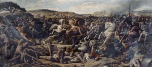 La bataille de Cannes by Francois-Nicolas Chifflart Oil Painting