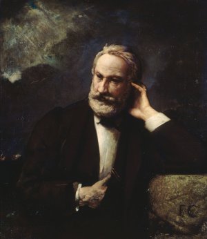 Portrait de Victo Hugo by Francois-Nicolas Chifflart Oil Painting