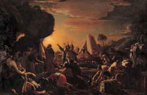 Moses draws water from the Rock by Francois Perrier Oil Painting