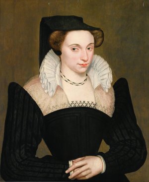 Portrait of Woman With Black Dress by Francois Quesnel Oil Painting