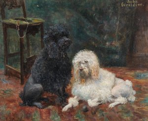 The Royal Poodles Jocko and Geraldine by Francois Richard De Montholon Oil Painting