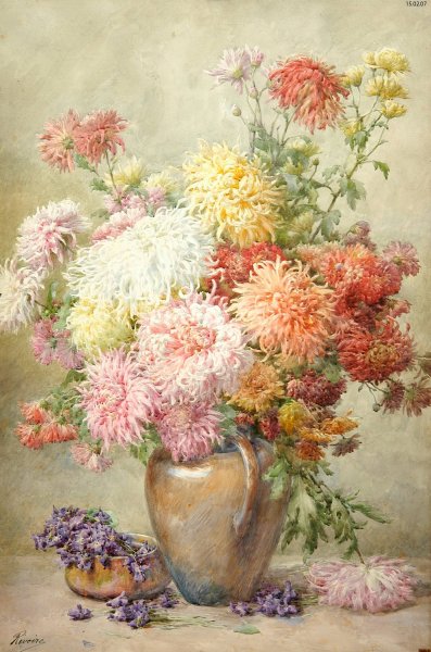 Chrysanthemes  by Francois Rivoire - Hand-Painted Oil Painting Reproduction