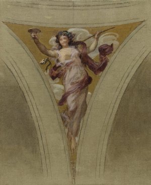La chanson bacchique by Francois Schommer Oil Painting