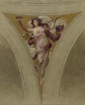 La chanson bacchique by Francois Schommer Oil Painting
