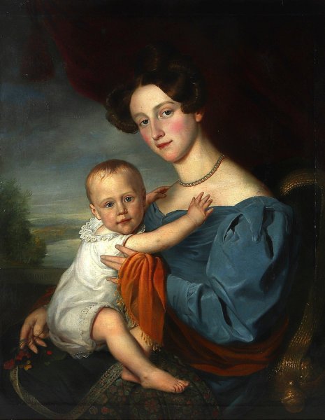 Mutter mit Kind by Francois Van Dorne - Hand-Painted Oil Painting Reproduction