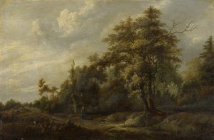 Road in the Woods with Staffage Figures by Francois Van Knibbergen Oil Painting