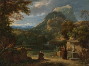 Saint Anthony Of Padua introducing Two Novices To Friars In A Mountainous Landscape by Francois Xavier Fabre Oil Painting