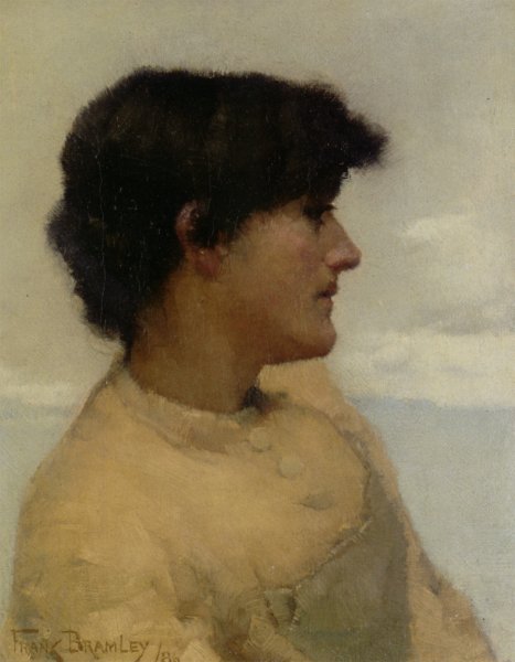 Study of a Fishergirl by Frank Bramley - Hand-Painted Oil Painting Reproduction