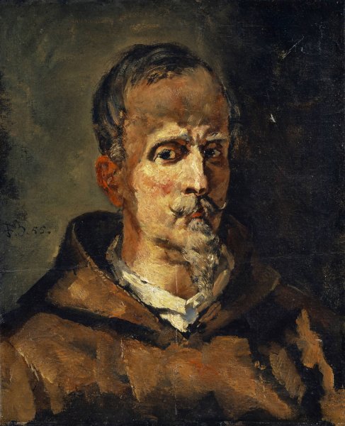 Bust of a Capuchin, Representing the Photographer Oberli of Solothurn in a Cowl  by Frank Buchser - Hand-Painted Oil Painting Reproduction
