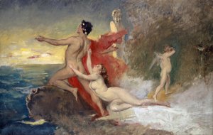 Odysseus and Calypso by Frank Buchser Oil Painting