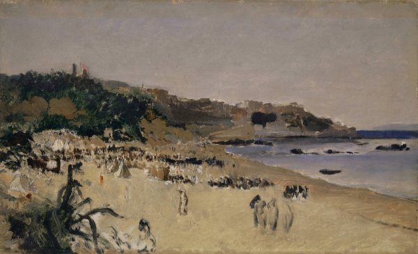 On the Beach at Tangier  by Frank Buchser - Hand-Painted Oil Painting Reproduction