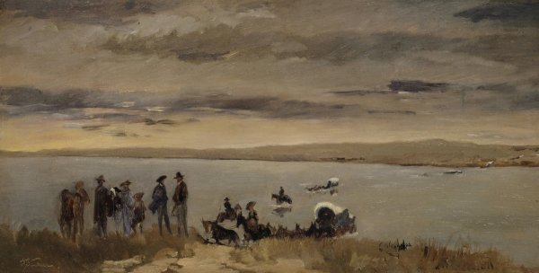 Passage at the Platte River  by Frank Buchser - Hand-Painted Oil Painting Reproduction