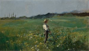 Reaper in a Flowery Meadow by Frank Buchser Oil Painting