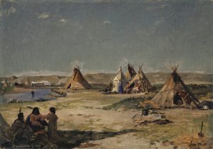 Tent Camp of the Indians at the Laramie by Frank Buchser Oil Painting