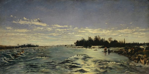 The Rapids of Saint Marys River  by Frank Buchser - Hand-Painted Oil Painting Reproduction