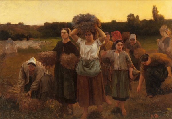 Breton Women at Close of Day by Frank C. Penfold - Hand-Painted Oil Painting Reproduction