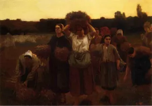 Breton Women Harvesting by Frank C. Penfold Oil Painting