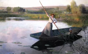 Ferry at Longpre by Frank C. Penfold - Oil Painting Reproduction