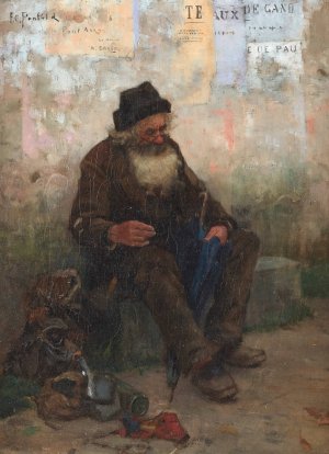 The Old Beggar by Frank C. Penfold Oil Painting