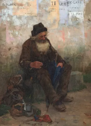 The Old Beggar by Frank C. Penfold Oil Painting