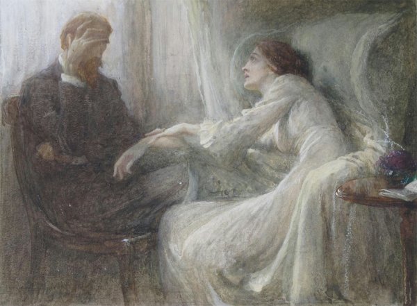 Study for The Confession by Frank Dicksee - Hand-Painted Oil Painting Reproduction