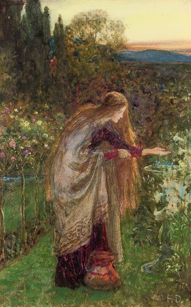 The Sensitive Plant by Frank Dicksee - Hand-Painted Oil Painting Reproduction