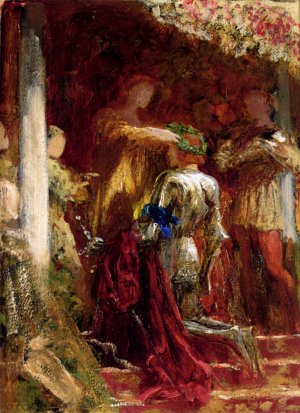 Victory, a Knight Being Crowned with a Laurel-Wreath Oil painting by Frank Dicksee