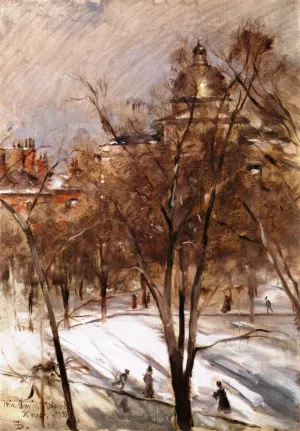 Boston Common in Winter by Frank Duveneck - Oil Painting Reproduction