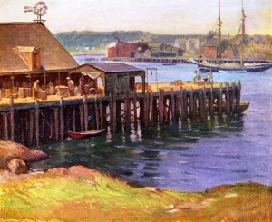 Dock Workers, Gloucester by Frank Duveneck - Oil Painting Reproduction
